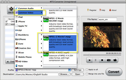 Mac MTS to MPG Converter